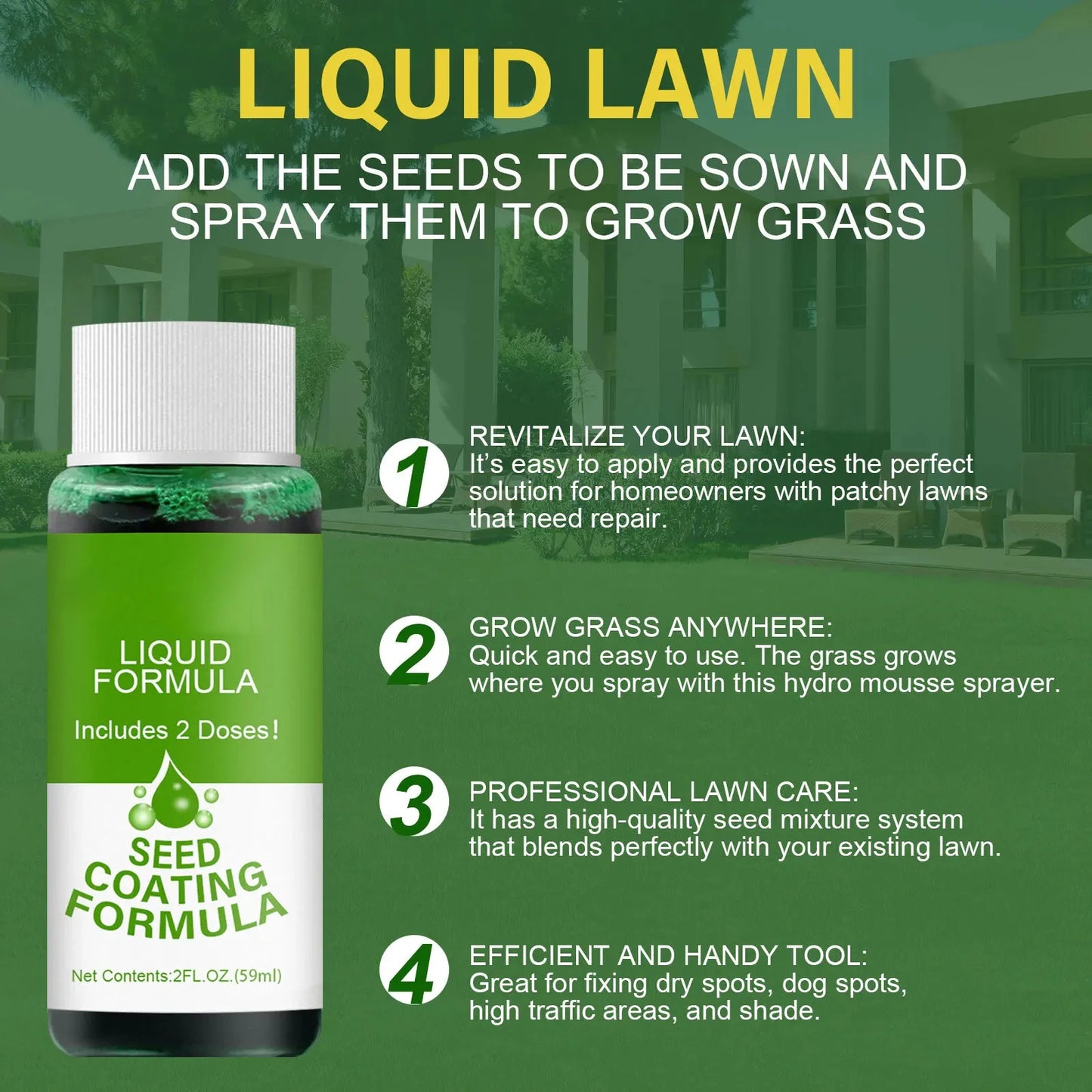 Green Grass Lawn Spray Grass Liquid Lawn Paint Household Seeding Lawn Greening Spray Repair Green Grass for Gardens Farms Ground