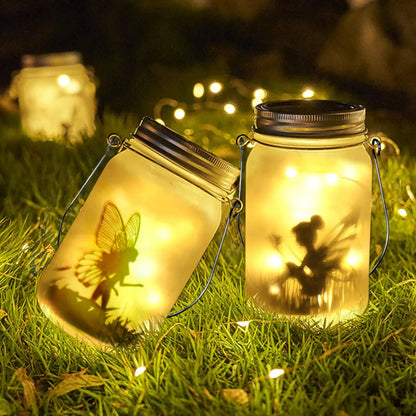 Solar Lantern Fairy Lights Garden Ornament Outdoor Hanging Frosted Tree Table Yard Patio Lawn Portable Glass Mason Jar Lamp