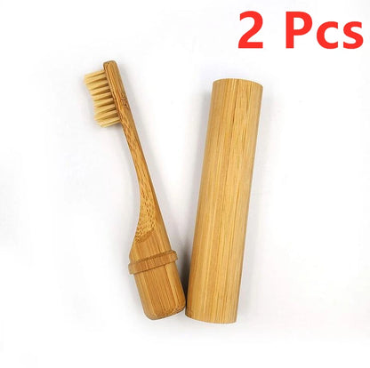 New  Bamboo Sleeve Toothbrush and tube-Portable Wood Cover for Toothbrushes,Eco Single Wooden,Rustic Tooth Brush Container Tubes