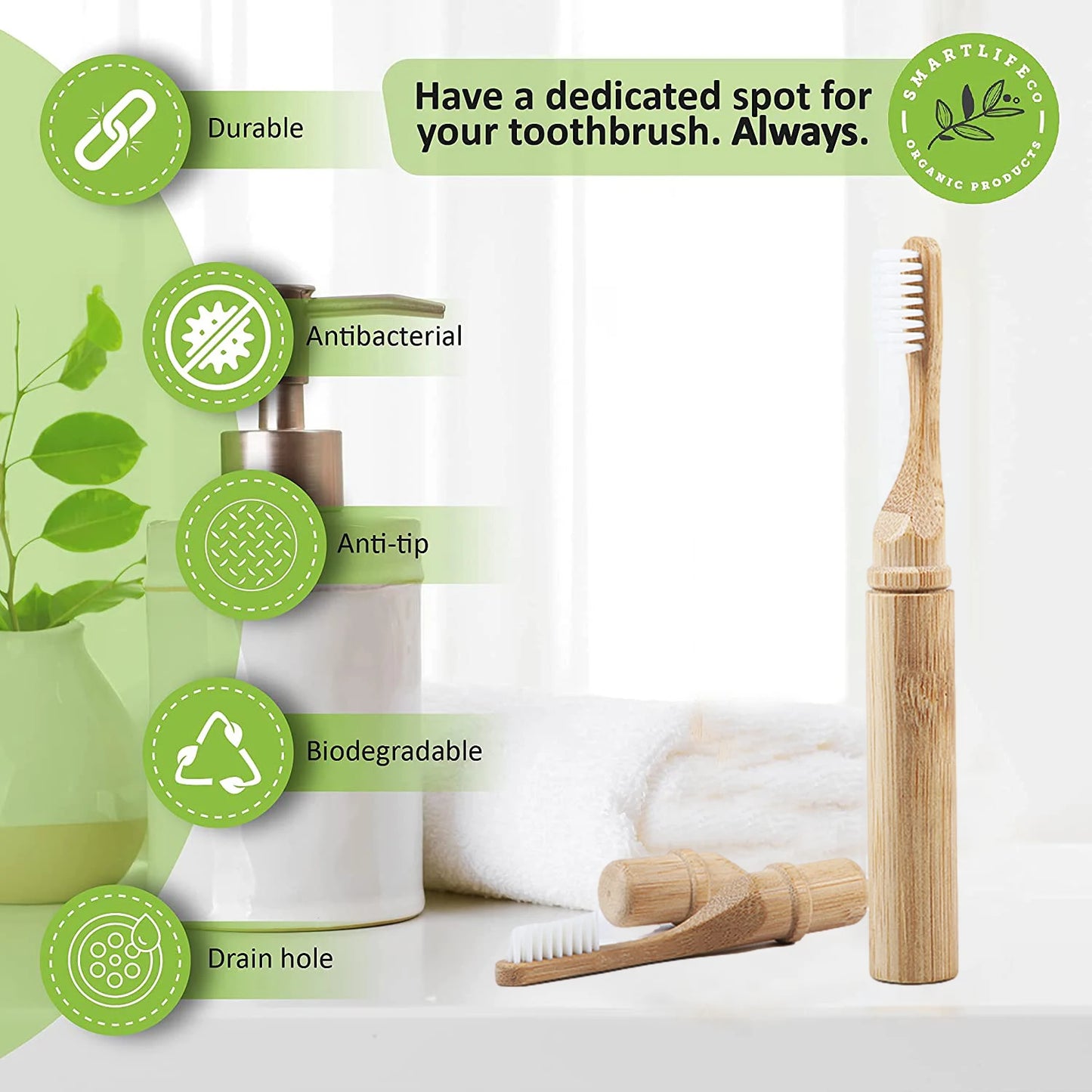 New  Bamboo Sleeve Toothbrush and tube-Portable Wood Cover for Toothbrushes,Eco Single Wooden,Rustic Tooth Brush Container Tubes