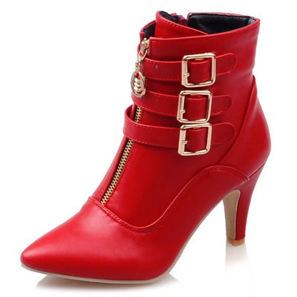 Custom Women's Boots Pointed Toe Women Shoes Autumn Winter Sexy High Heels Ankle Boots Black Red White Zapatos de muj  WSH3478