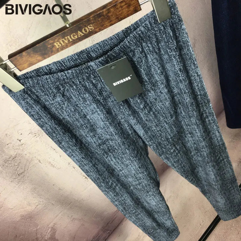 BIVIGAOS New Spring Fashion Womens High Elastic Fake Jeans Leggings Women Skinny Slim Jeggings BRUSHED Pants Women Blue Gray