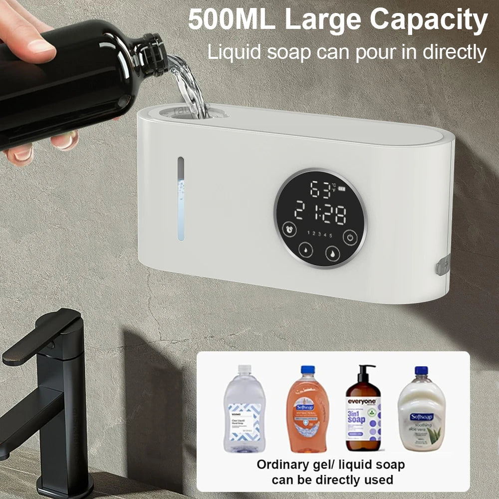 Automatic Liquid Soap Dispenser 500ML Wall Mount Hand Wash Dispenser Rechargeable Touchless Sensor Soap Dispenser for Bathroom