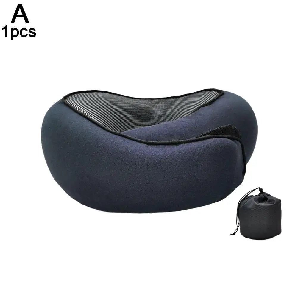 Adjustable U-Shaped Memory Foam Travel Neck Pillow for Car, Airplane, and Portable Headrest Support During Sleep