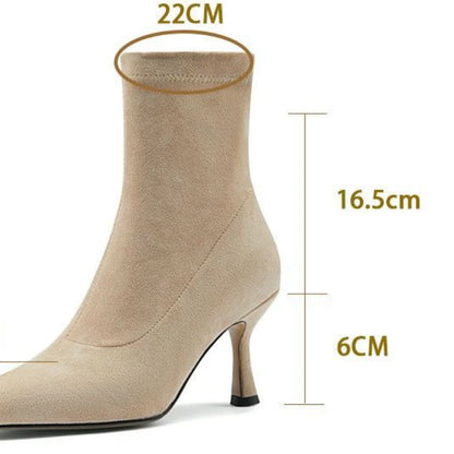 Sexy Suede Sock Boots Women's Fashion High Heels Autumn Pointed Toe Stiletto Comfort Solid Colour Shoes Boatas Femininas