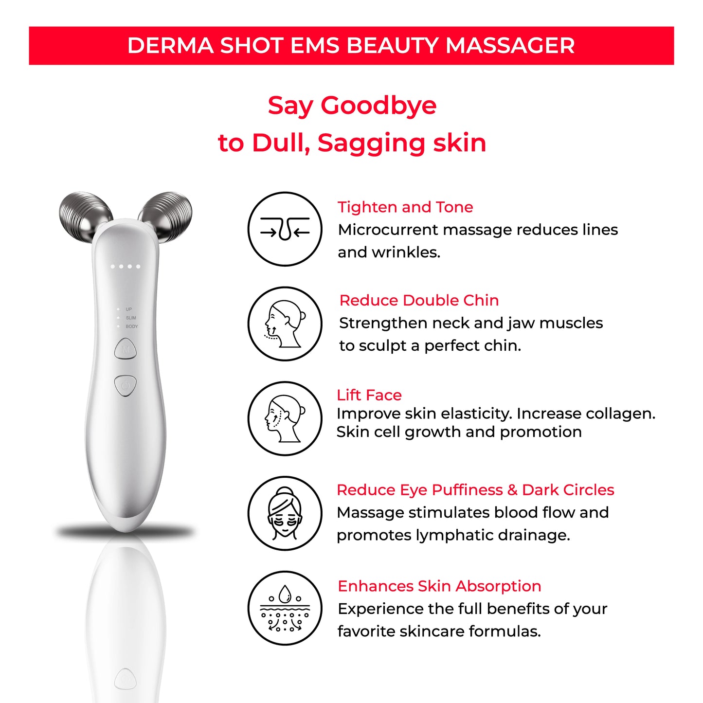 6.6% Elasticity improvement in therapy Facial Massager 3D Face Massage Roller helps improve facial sagging and lines