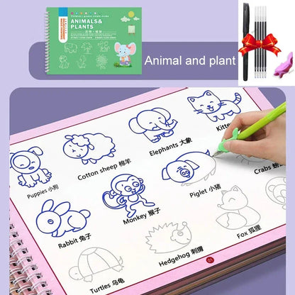 3D Groove Reusable Children Drawing Books Educational Montessori Games Magic Book Curious Copybook for Writing Practice Book