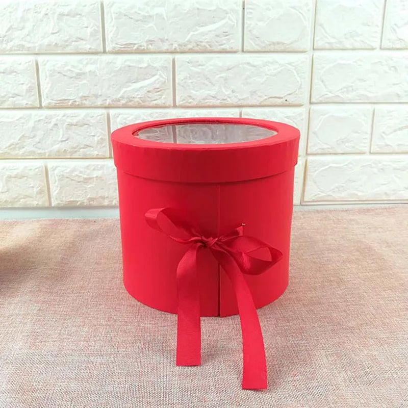 1pcs Double-layer Solid Color Rotating Gift Box Cylinder Flower Gift Box Valentine's Day Wedding Birthday Party Gift Box