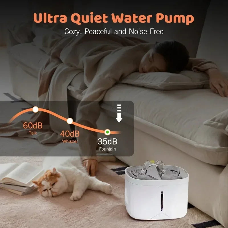 Smart Control Water Fountain for Cat and Dog Inside, App Monitoring, Automatic Pet Drink Dispenser, Tuya Smart Control, 2L