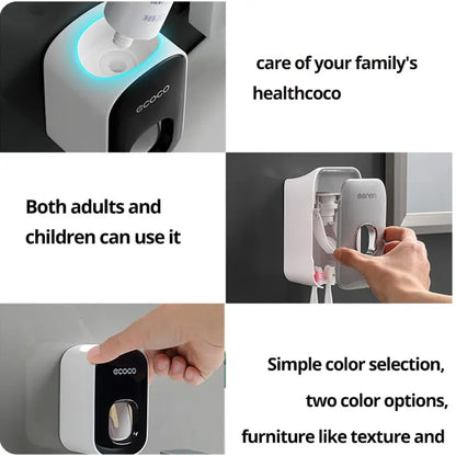 Bathroom Toothpaste Squeezer Wall Mounted Double Squeeze Position Lazy Person Automatic Toothpaste Dispenser Bathroom Accessorie