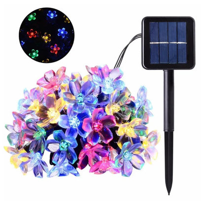 5/6.5/7/12M Purple Solar Flower String Lights Fairy LED Lights String Decorative Outdoor Lighting For Home Garden Holiday Decor