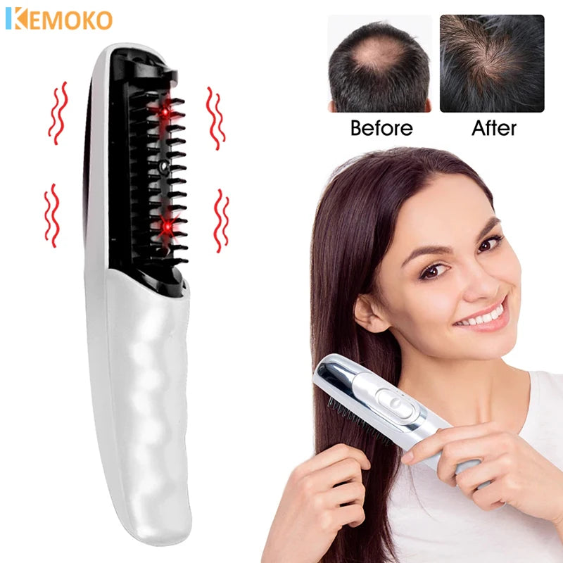 2 in1 Electric Hair Straightening Massage Comb Vibration LED Red Light Therapy Scalp Brush Hair Growth Body Massage Head Relieve