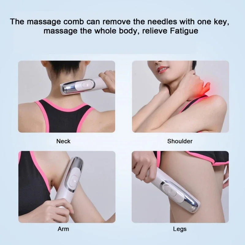 2 in1 Electric Hair Straightening Massage Comb Vibration LED Red Light Therapy Scalp Brush Hair Growth Body Massage Head Relieve