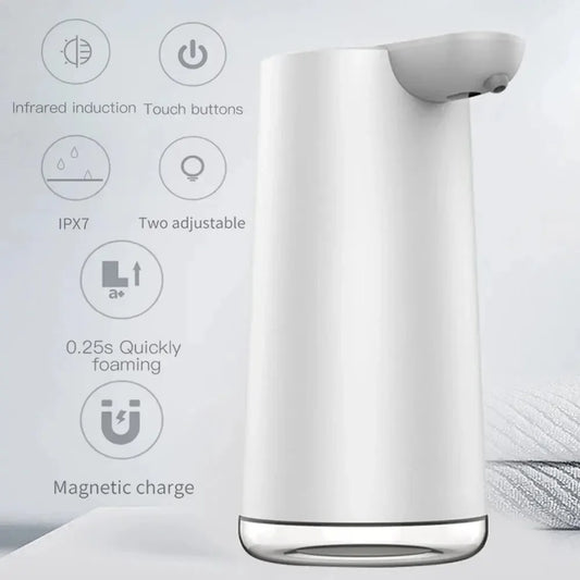 Automatic Induction Foam Soap Dispenser Touchless Hand Washer USB Magnetic Suction Charging IPX7 Waterproof for Kitchen Bathroom