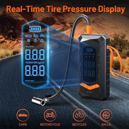 BUVAYE Wired/Wireless Air Pump Car Inflator Tire Pump Air Compressors & Inflators Portable Tire Inflator with 3M Power Cord