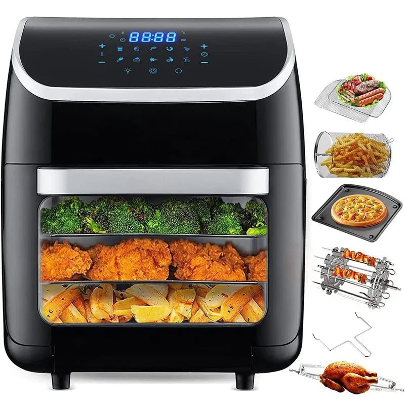 Anbolife 6L 8L 10L 12L hot sale multi-function electric smart air fryer cooker digital control up+bottom heating air fryer oven