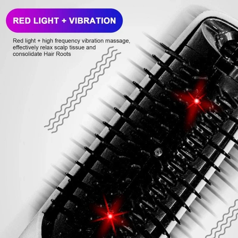 2 in1 Electric Hair Straightening Massage Comb Vibration LED Red Light Therapy Scalp Brush Hair Growth Body Massage Head Relieve