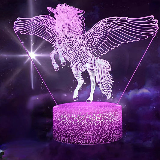 Acrylic 3D Unicorn Lamp for Girls Led Night Light for Kids Bedroom Decoration 7 Color Changing Nightlight Child Gifts for