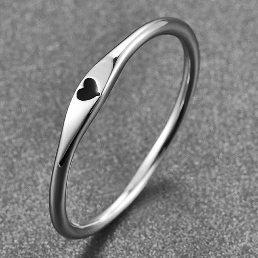 925 Ring Sterling Silver Simple Carve Heart Wedding Band Stackable Promise Ring Valentine's Day Gift For Her Size 6-10