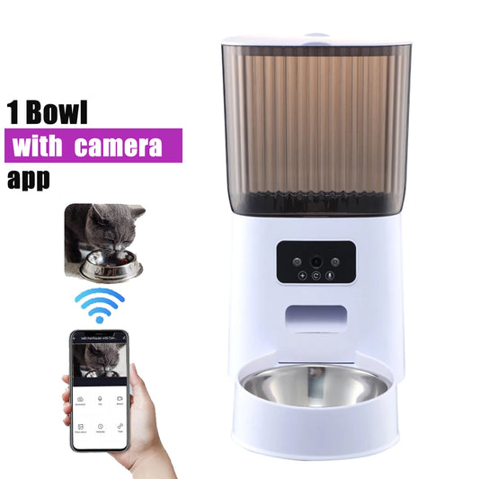 Automatic Feeder Cats WiFi with Camera HD Smart Interactive Pet Food Dispenser Timer Stainless Steel Bowl Auto Dog Feeder