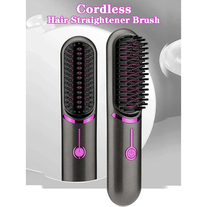 Wireless Hair Straightener Brush Fast Heated Straightener Brush Third Gear Adjustable Hair Curler Portable Heating Comb