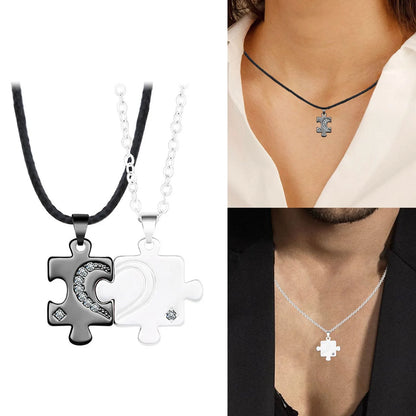 Couple Matching Necklaces Friendship Pendants Stainless Steel Alloy Jewelry Suitable For Valentine'S Day Accessories 2025