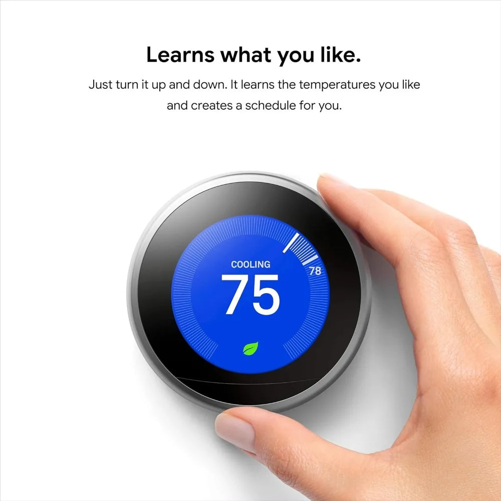 Nest Learning Thermostat - Programmable Smart Thermostat for Home - 3rd Generation Nest Thermostat - Works with Alexa