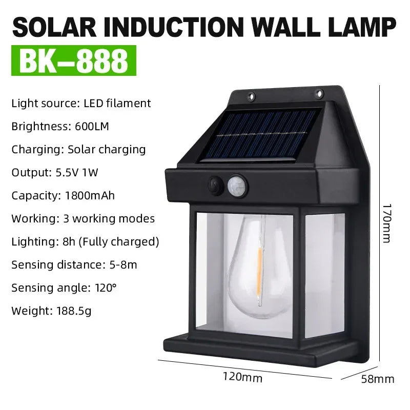 Outdoor Solar Wall Light Dual Bulb Motion Sensor Light Waterproof Solar Porch Light Strip 3 Modes For Courtyard Garage Garden