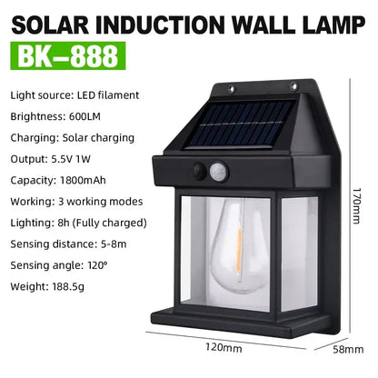 Outdoor Solar Wall Light Dual Bulb Motion Sensor Light Waterproof Solar Porch Light Strip 3 Modes For Courtyard Garage Garden