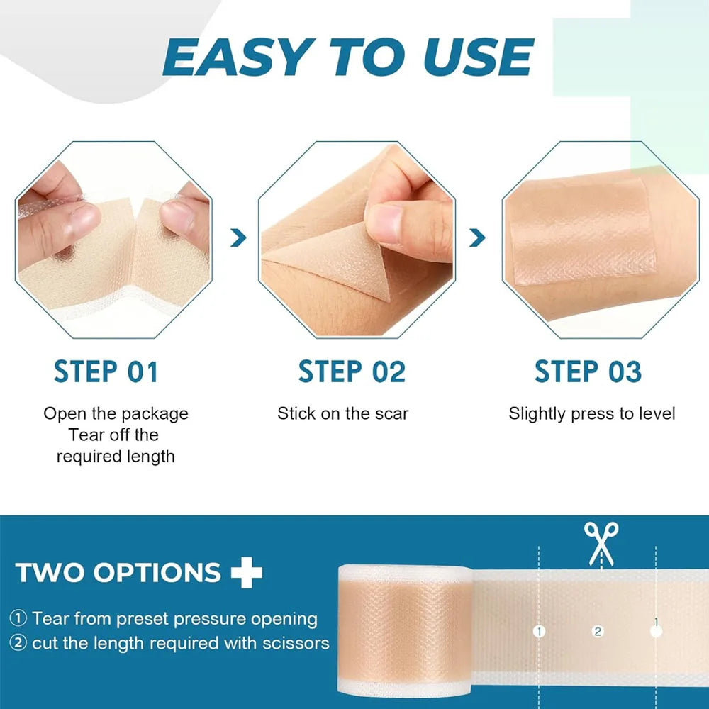 1 Roll Silicone Scars Sheets Keloid Bump Removal Strips,Scars Reducing Treatments Surgical Scars,Burn,Tummy Tucks,Acne,C-Section