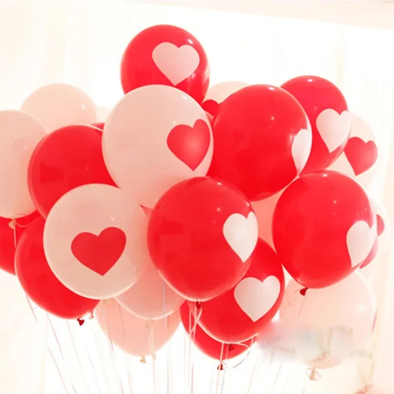 6Pcs Red/White Anniversary Heart Love Spiral Swirl Hanging Garland Balloon Straws for Valentine's Day Wedding Party Decorations