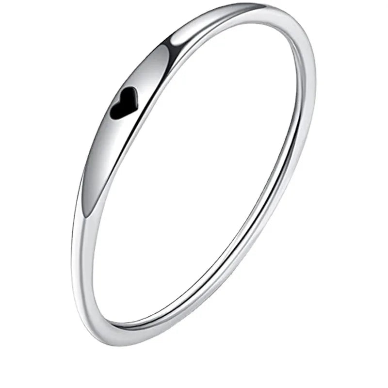 925 Ring Sterling Silver Simple Carve Heart Wedding Band Stackable Promise Ring Valentine's Day Gift For Her Size 6-10