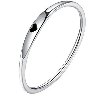 925 Ring Sterling Silver Simple Carve Heart Wedding Band Stackable Promise Ring Valentine's Day Gift For Her Size 6-10