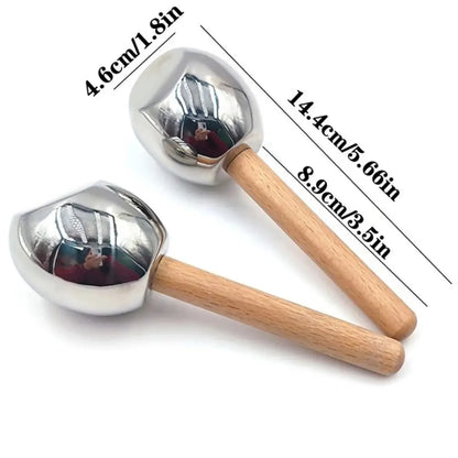 Wooden Handle Ice Wave Ball Narrow Pores Stainless Steel Face Massage Stick Sunlight Repair Soothing The Eyes Facial Ice Globes