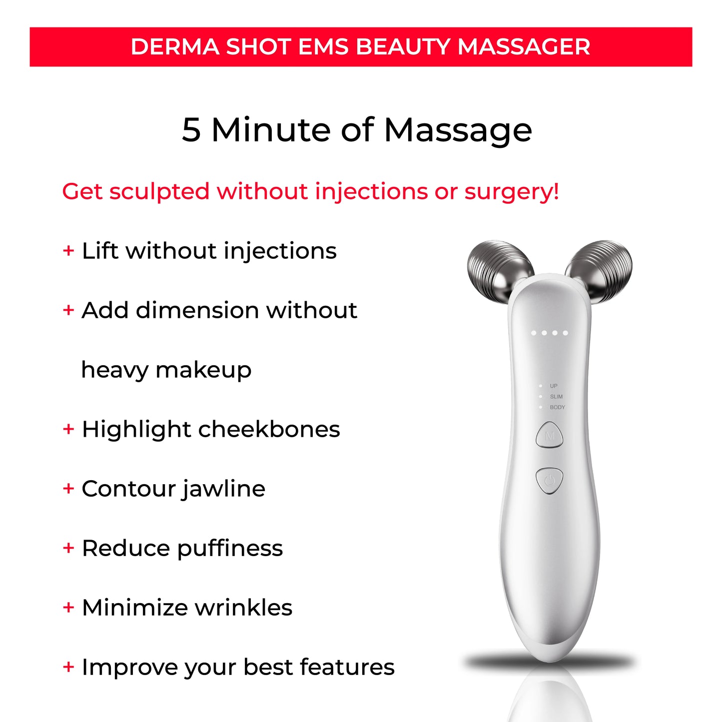 6.6% Elasticity improvement in therapy Facial Massager 3D Face Massage Roller helps improve facial sagging and lines