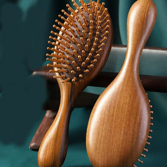 Golden Sandalwood Airbag Comb Premium Wooden Bamboo Hair Brush Improve Hair Growth Wood Hairbrush Prevent Hair Loss Comb Bamboo