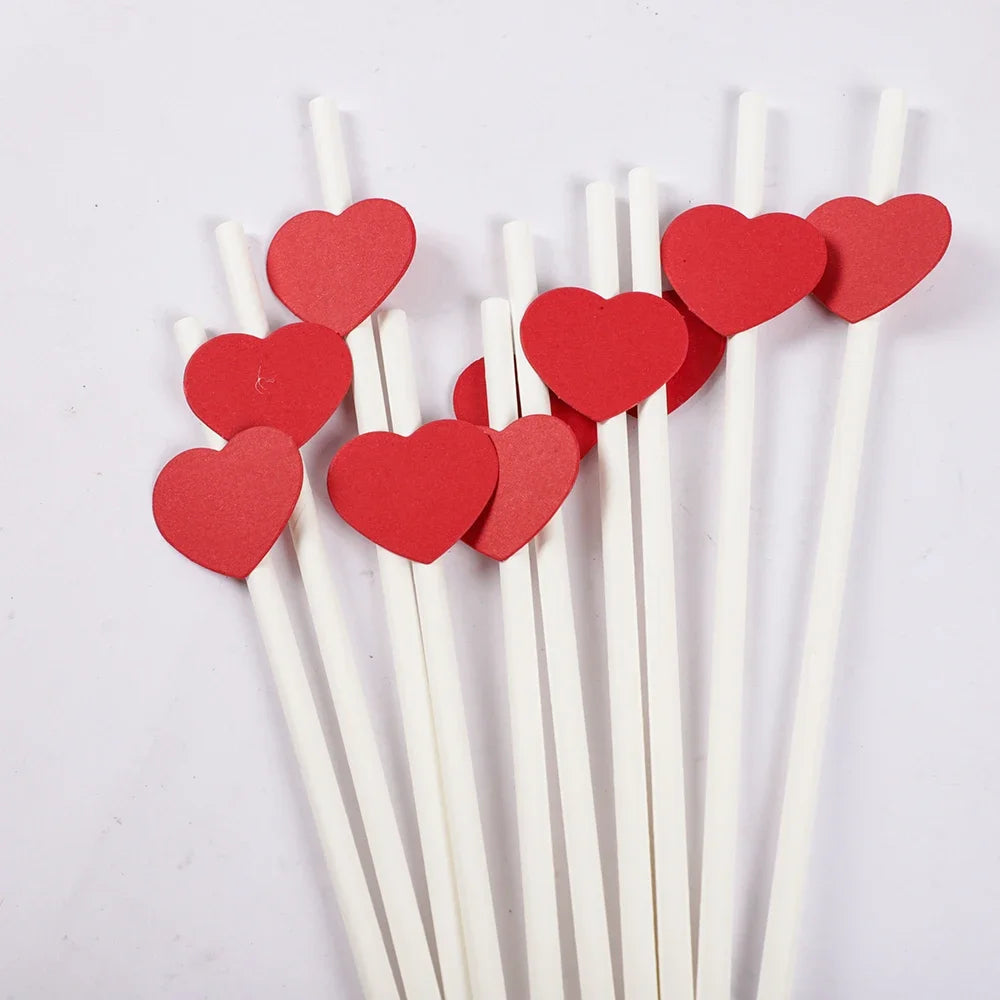 6Pcs Red/White Anniversary Heart Love Spiral Swirl Hanging Garland Balloon Straws for Valentine's Day Wedding Party Decorations