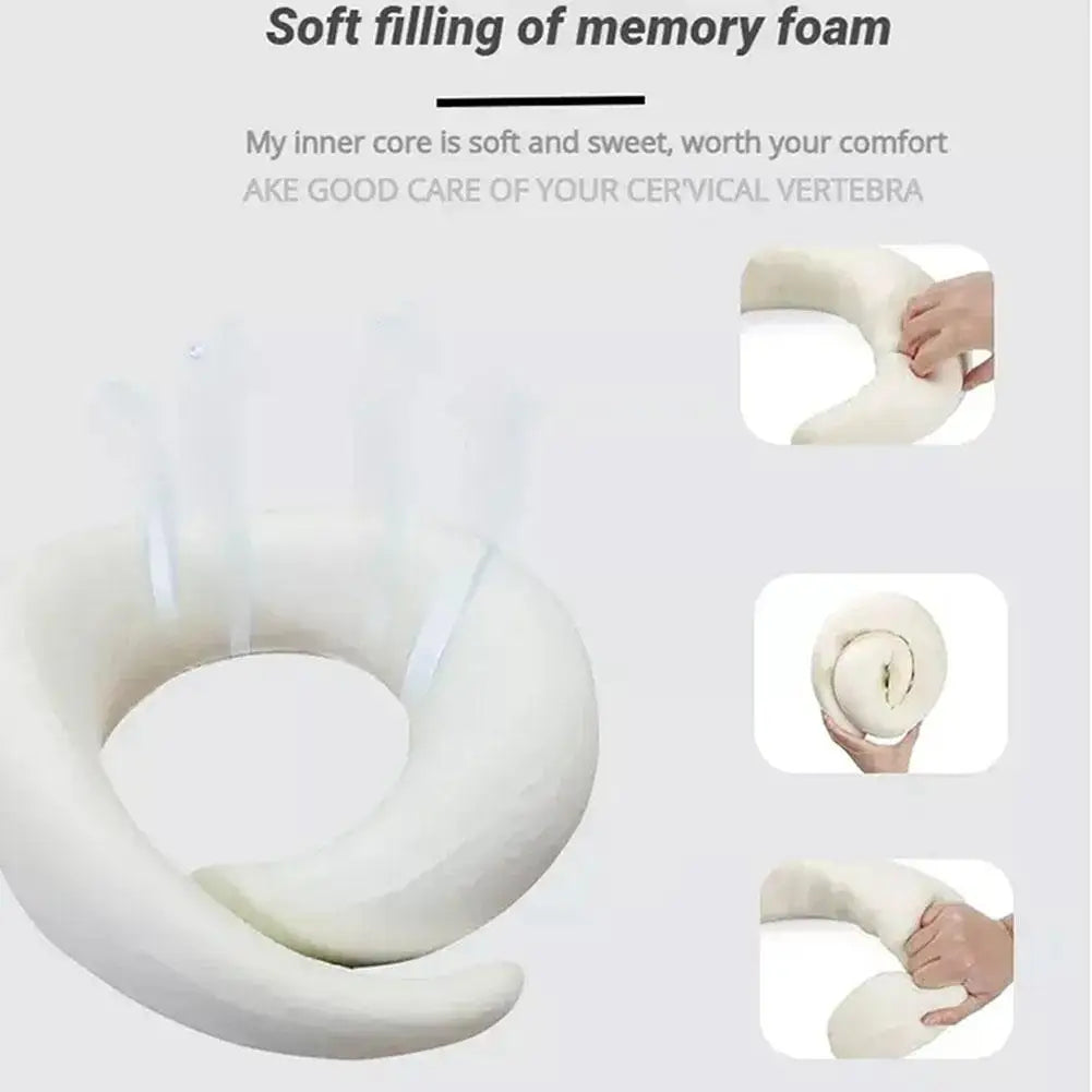 Adjustable U-Shaped Memory Foam Travel Neck Pillow for Car, Airplane, and Portable Headrest Support During Sleep