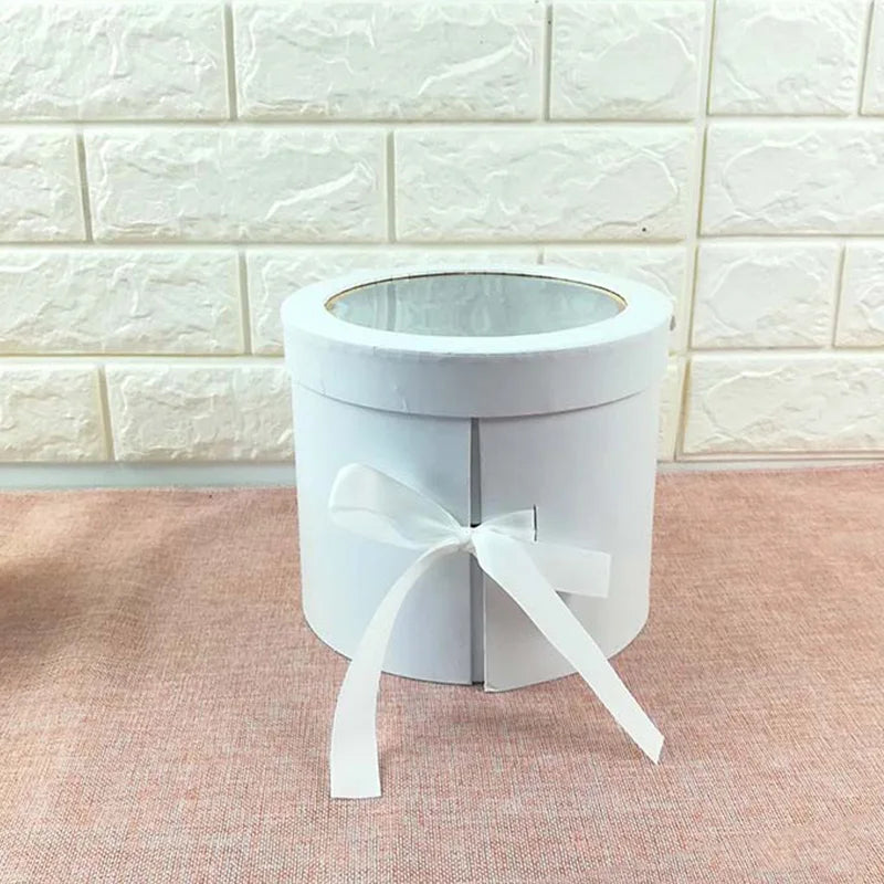 1pcs Double-layer Solid Color Rotating Gift Box Cylinder Flower Gift Box Valentine's Day Wedding Birthday Party Gift Box