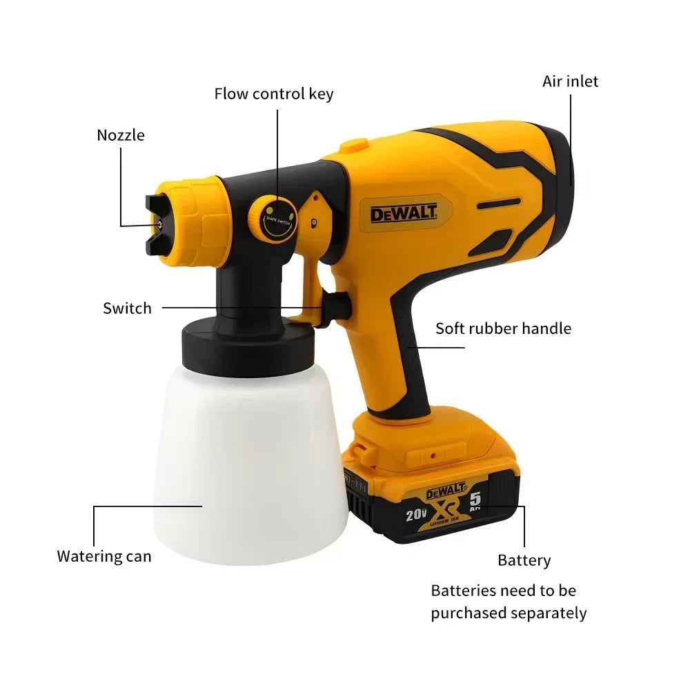 Dewalt 800ML Cordless Electric Spray Gun Portable Paint Sprayer High Power Auto Furniture Coating Airbrush For Dewalt Battery