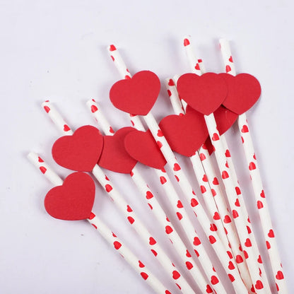 6Pcs Red/White Anniversary Heart Love Spiral Swirl Hanging Garland Balloon Straws for Valentine's Day Wedding Party Decorations