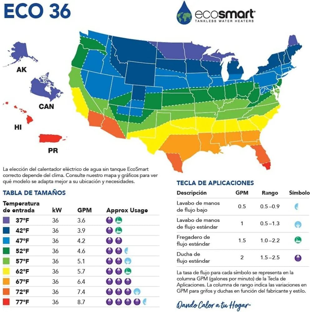 ECO 36 36kw 240V Electric Tankless Water Heater, White