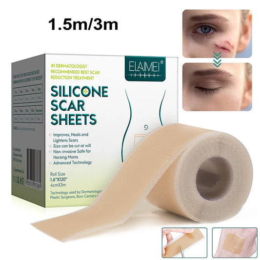 1Roll Reusable Self-Adhesive Silicone Scar Sheet Tape Caesarean Section Trauma Acne Burn Scar Skin Repair Removal Strip Patch