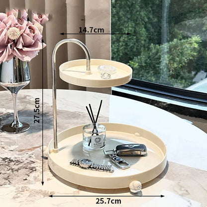 Makeup Organizer for Vanity 2 Tier Clear Make Up Storage Perfume Organizers Desktop Storage Tray for Cosmetics Spinning Holder