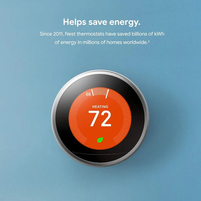 Nest Learning Thermostat - Programmable Smart Thermostat for Home - 3rd Generation Nest Thermostat - Works with Alexa